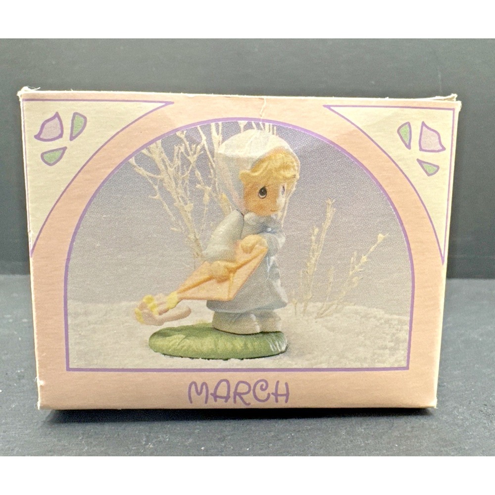 Precious Moments March Miniature Monthly Figurine‎ Girl & Kite with Box, New